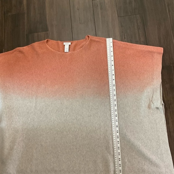 J JILL Orange Gray Ombré Round Neck Cotton Knit Poncho Sweater Size One Size - Picture 5 of 8